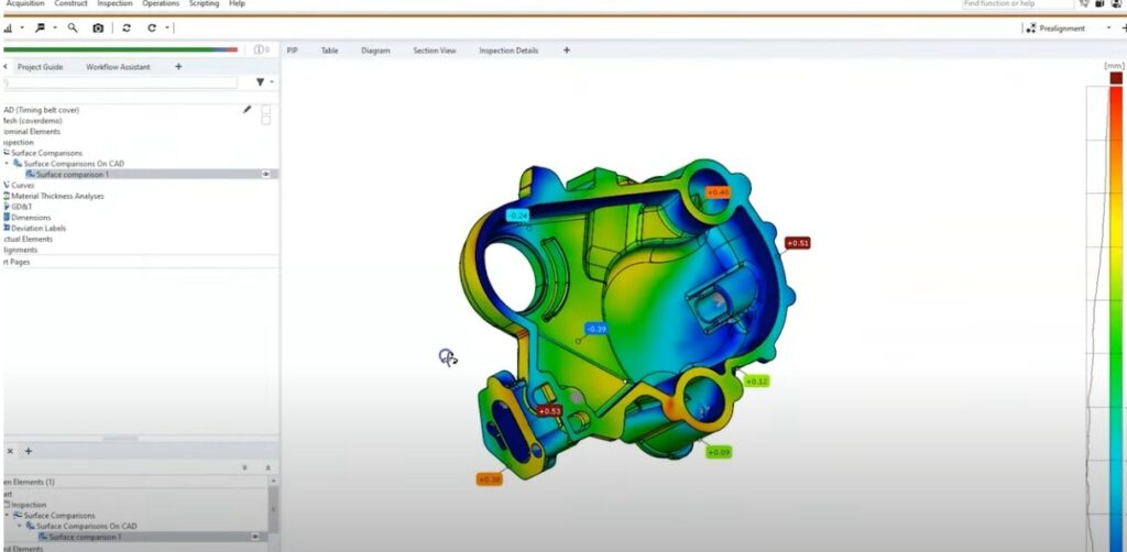 ZEISS T-SCAN Hawk 2 capturing 3D scan data on a component